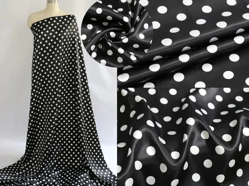 Polka Dot Printed Satin - Smooth for Dresses & Accessories — fabric photo 5