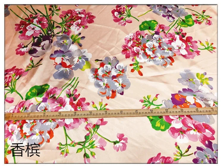 Satin Silk Floral Fabric Smooth Glossy Texture For Headwraps Sleepwear Home Textiles Cheongsam Robe Material Fabric
