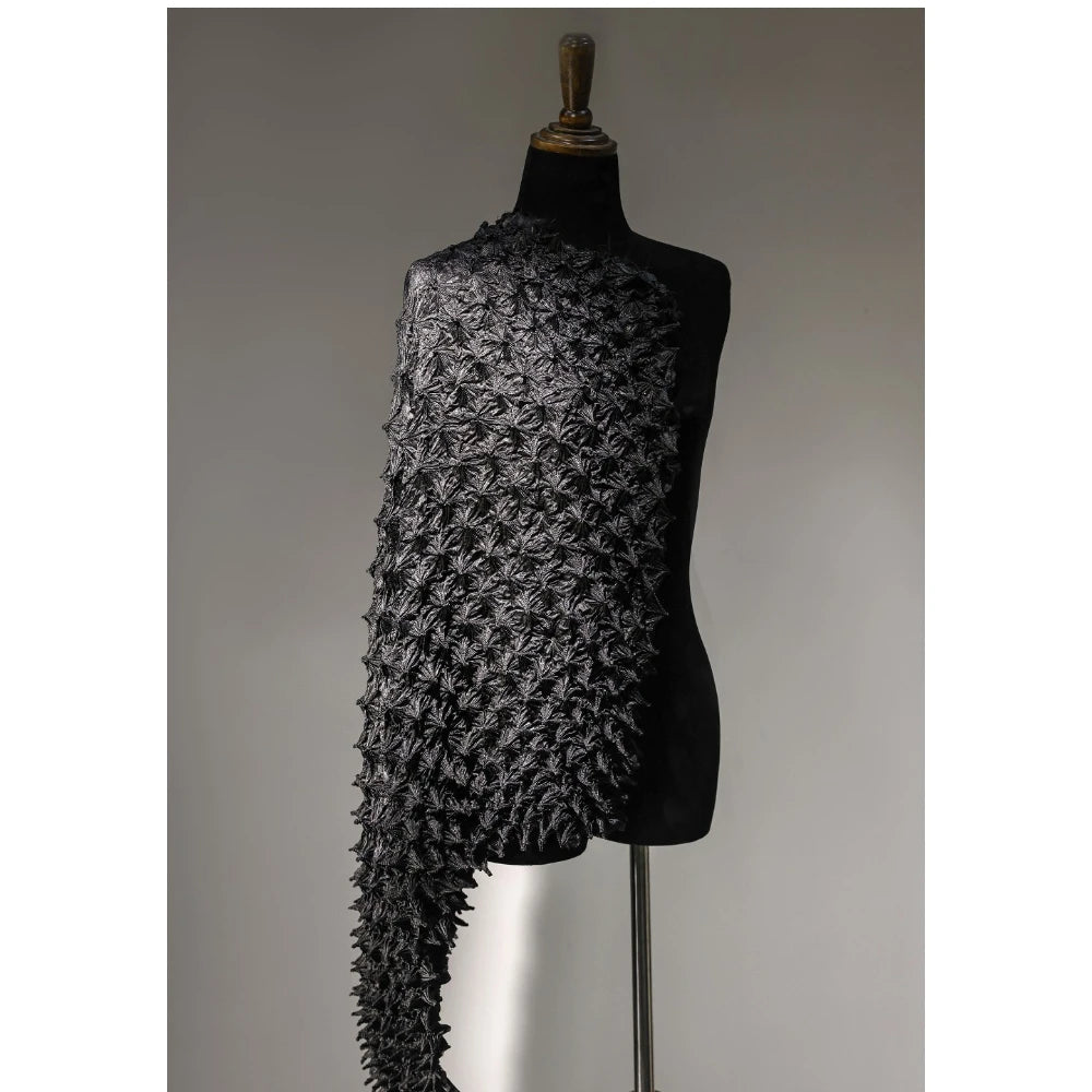 3D Thorn Texture Heavy Pleated Fabric - Avant-Garde Designer Material