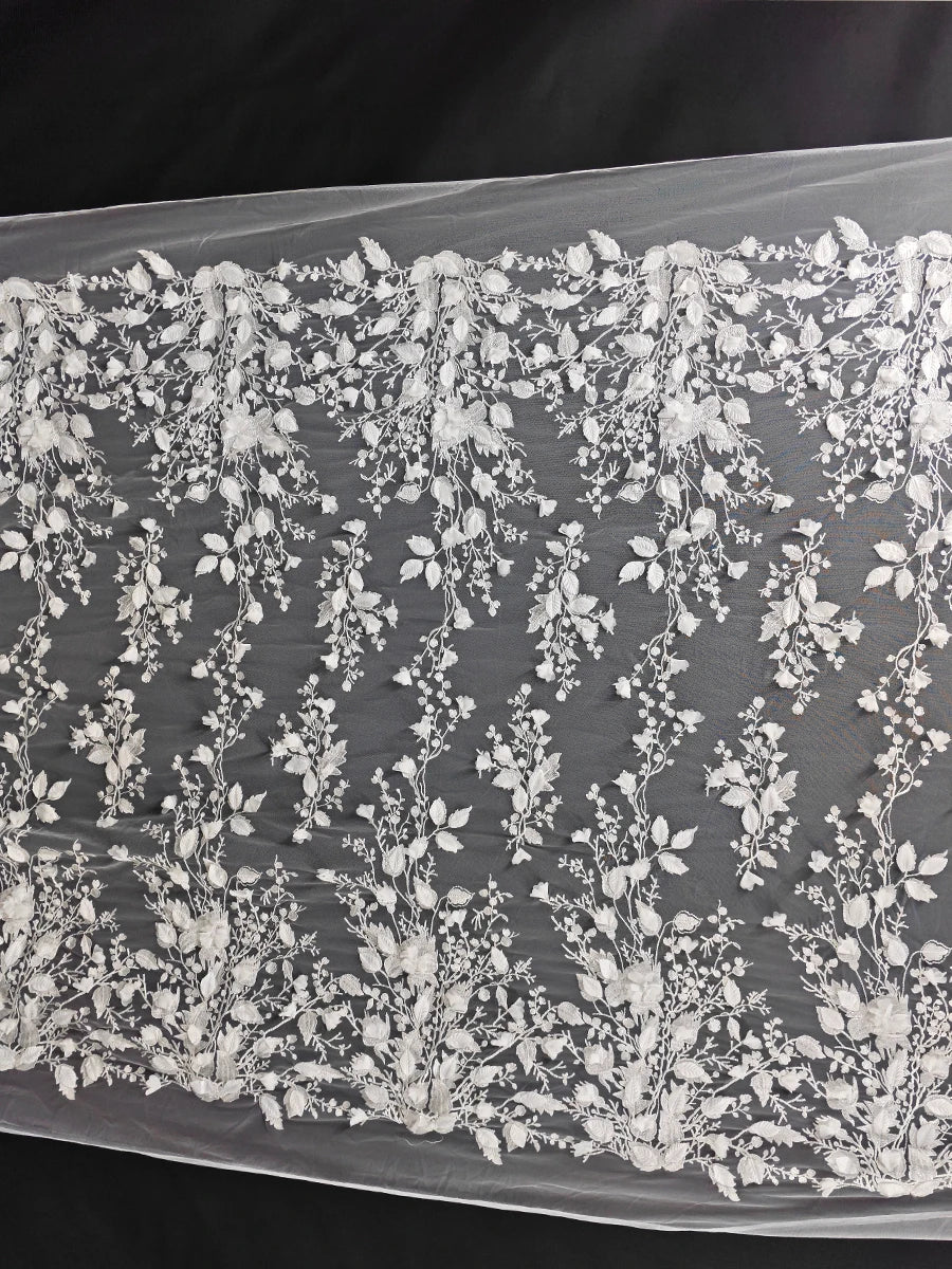 Raw White wedding dress headscarf flower leaves embroidered fabric skirt handmade DIY curtains tablecloths lace