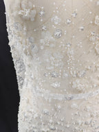 New 3D three-dimensional flower nail bead sequin embroidery fabric sewing wedding dress bridesmaid dress lace fabric