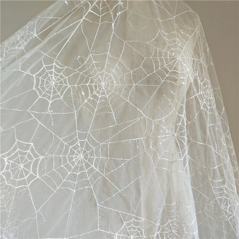 Creative Spider Web Sequins Lace Fabric, Embroidery Accessories, Wedding Dress, Children's Stage Clothing, DIY