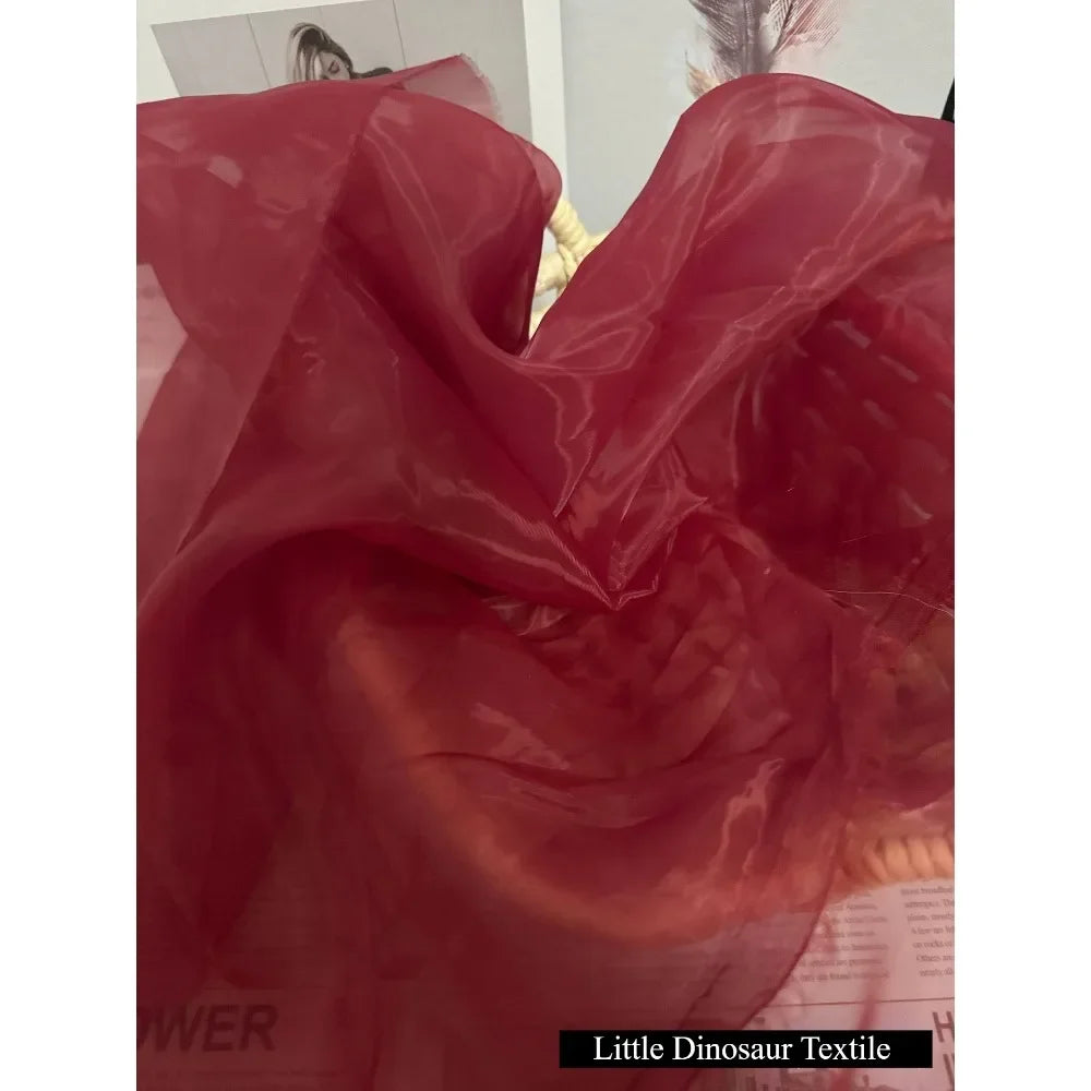 High-density Yarn Organza Fabric 5050 Matte Brocade Polyester Glass Yarn Dress Wedding Dress Women's Fabric Home Handmade