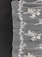 New beaded sequins embroidered lace fabric, large flower branches sewn, high-end wedding dresses, three-dimensional decals