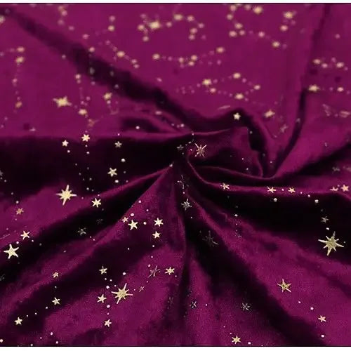 Gold foil studded constellation velvet fabric diamond shine glued foil meteor pattern for cheongsam dress stage and DIY sewing
