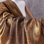 Premium Brocade Satin Fabric - Embroidered Calligraphy Design Material