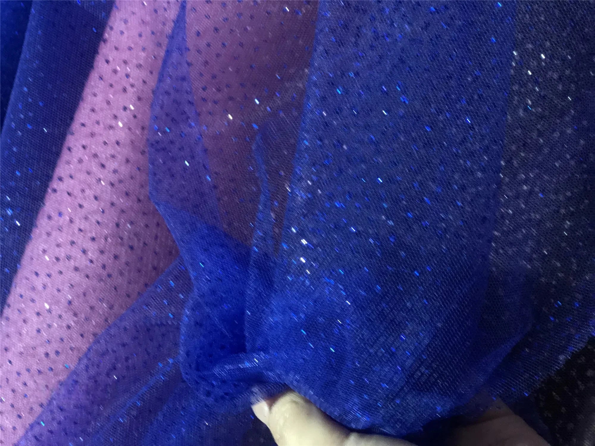 High-quality Blue Black Purple Champagne Colored Headdress, Hot Stamping Gold Spray Shiny Film Wedding Dress Soft Tulle Fabric