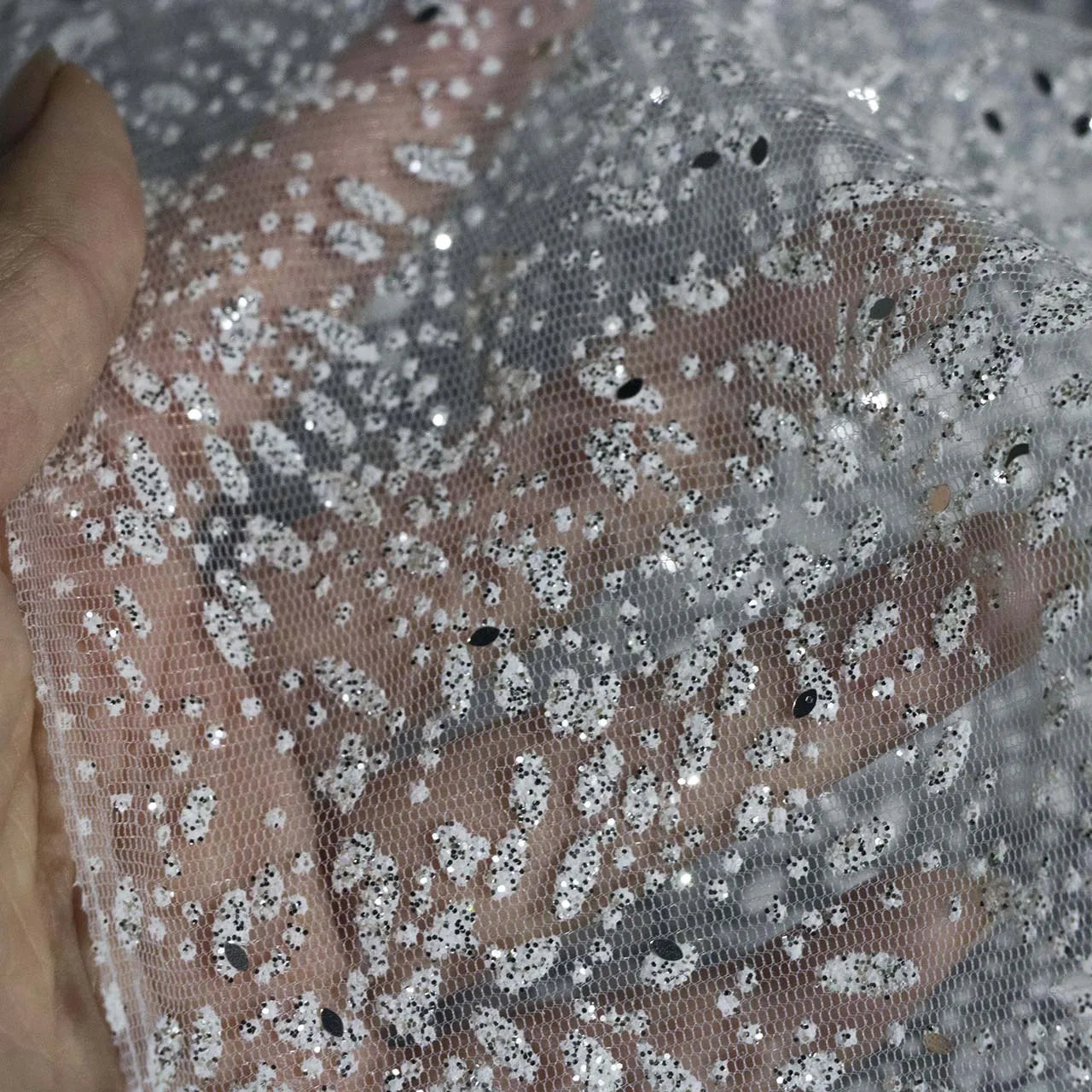 Shining sequins sparkling dots transparent mesh wedding decoration wedding dresses stage costumes fabrics and fabrics