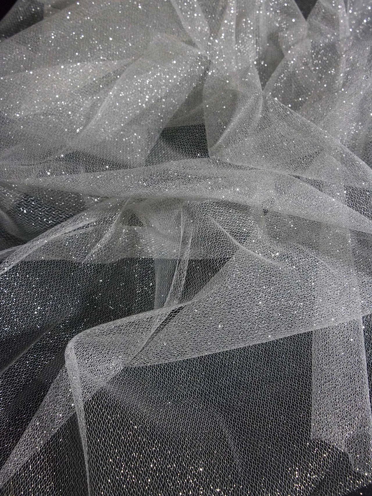 Spray silver shimmering white mesh fabric sewn formal dress wedding dress DIY designer accessories