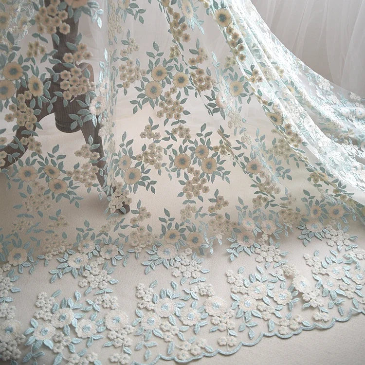 Color Block Embroidery Lace Fabric For Formal Clothing Tablecloth Curtains DIY Wedding Accessories