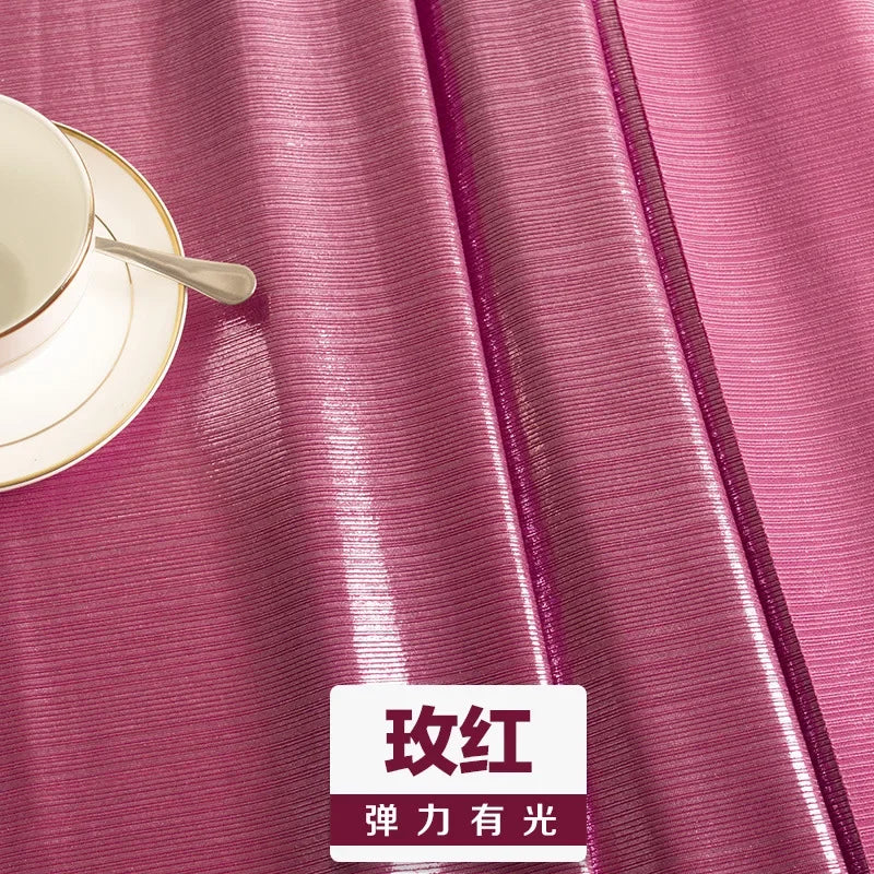 قماش مطاطي محبوك مجعد لامع بخطوط ذهبية وفضية لامعة مناسب لفستان زفاف ضيق وأزياء راقية