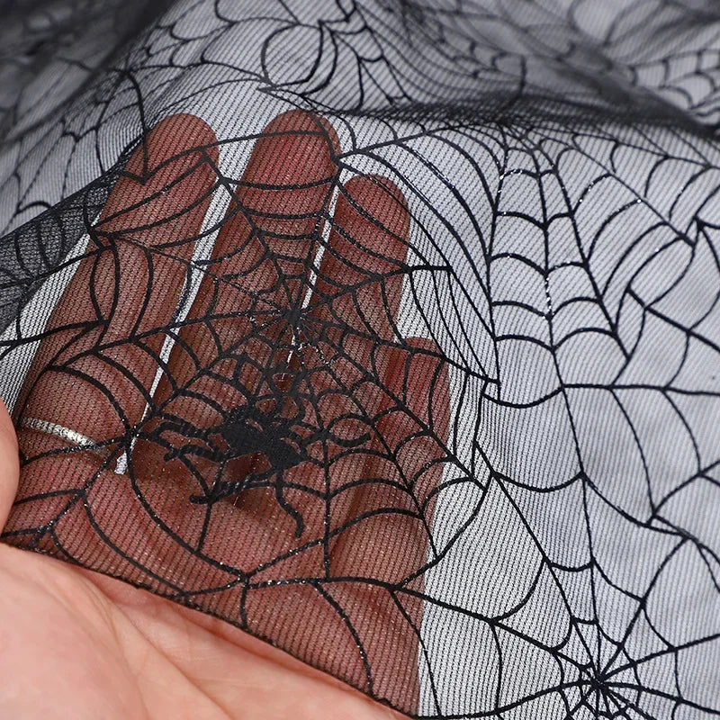 Halloween Metallic Mesh Fabric - Pumpkin Witch Skull for Stage Costumes