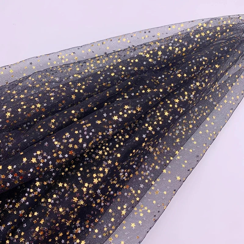 Gilding stars Sparkly gauze tulle Stage costume Fabric Gauze skirt fabric bow hair Christmas accessories Children's clothing