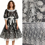 Raw White wedding dress headscarf flower leaves embroidered fabric skirt handmade DIY curtains tablecloths lace