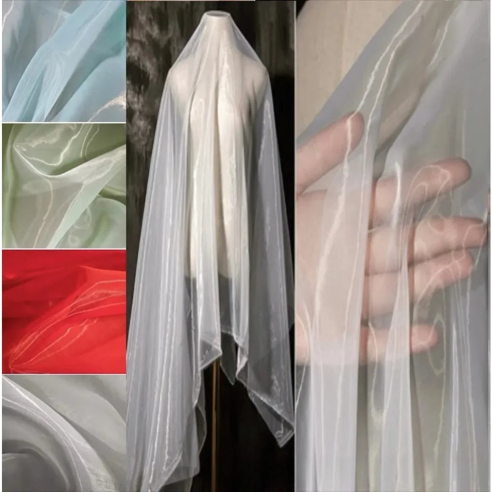 High-density Yarn Organza Fabric 5050 Matte Brocade Polyester Glass Yarn Dress Wedding Dress Women's Fabric Home Handmade