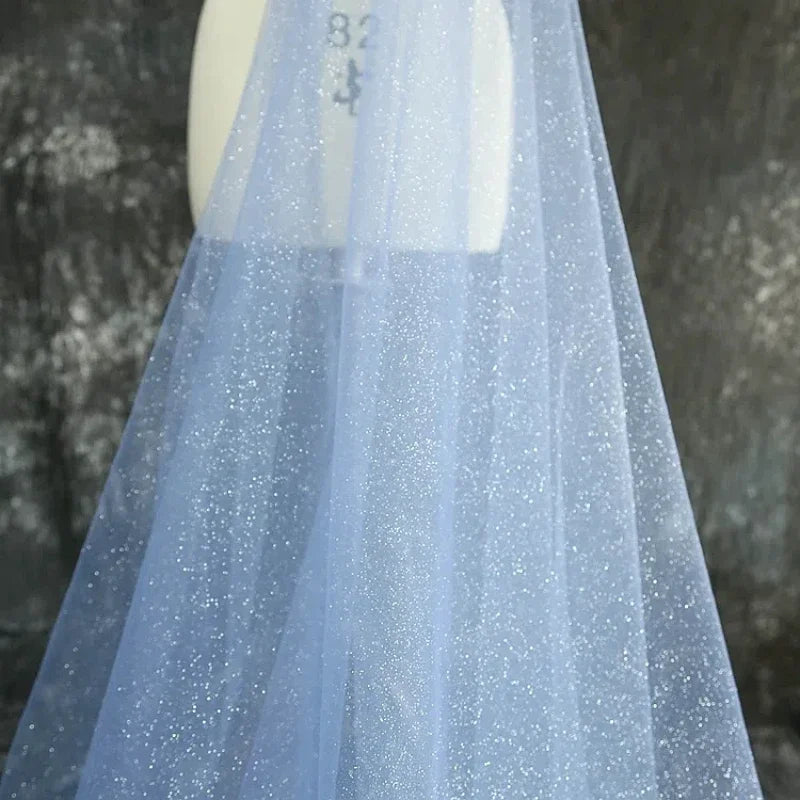 Shiny Silver Gold Spray Headscarf Fine Powder Mesh Fabric for Wedding Dress Photography Background Yarn