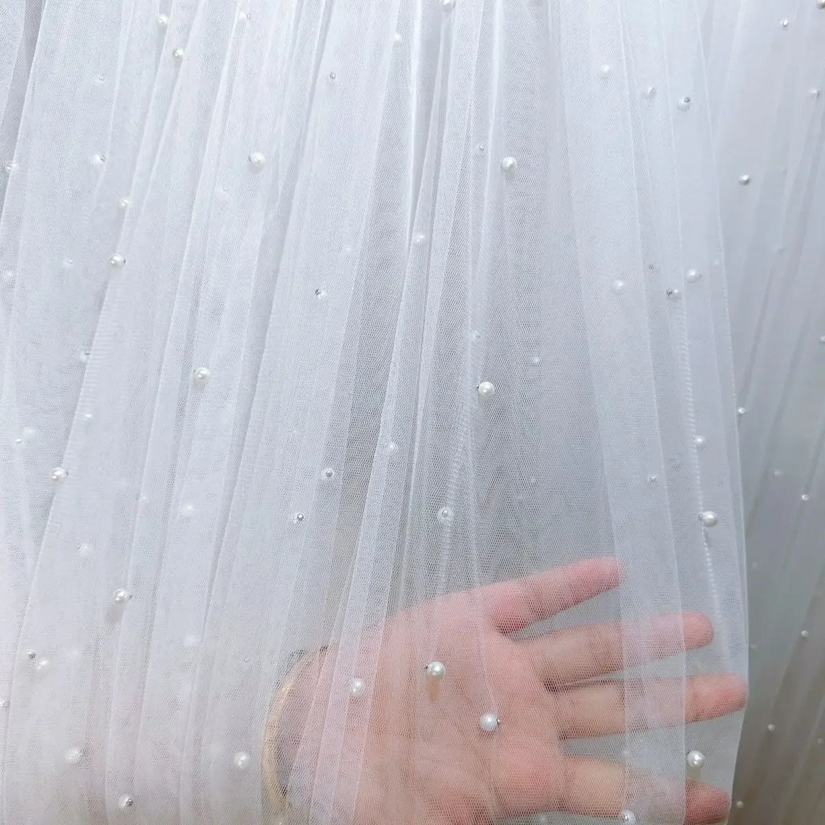 Encrypted soft pearl net fabric suitable for wedding dresses formal gowns headscarves and handmade DIY clothing fabrics