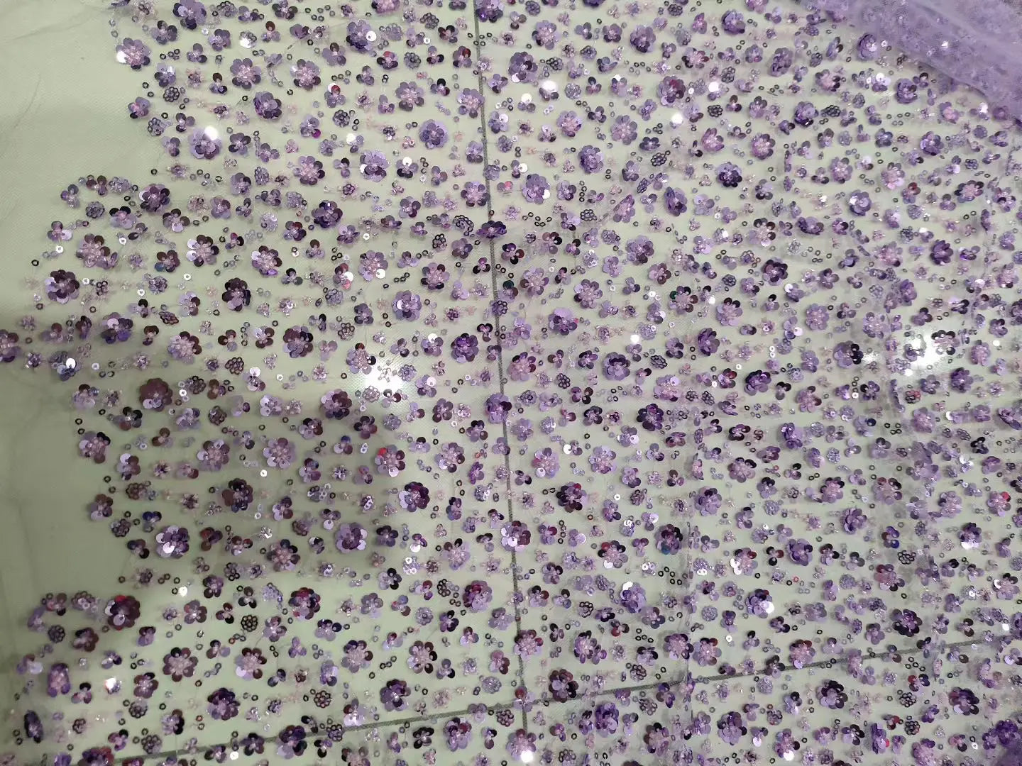 Sequin Flower Mesh Fabric - Elegant Glitter Sheer Material