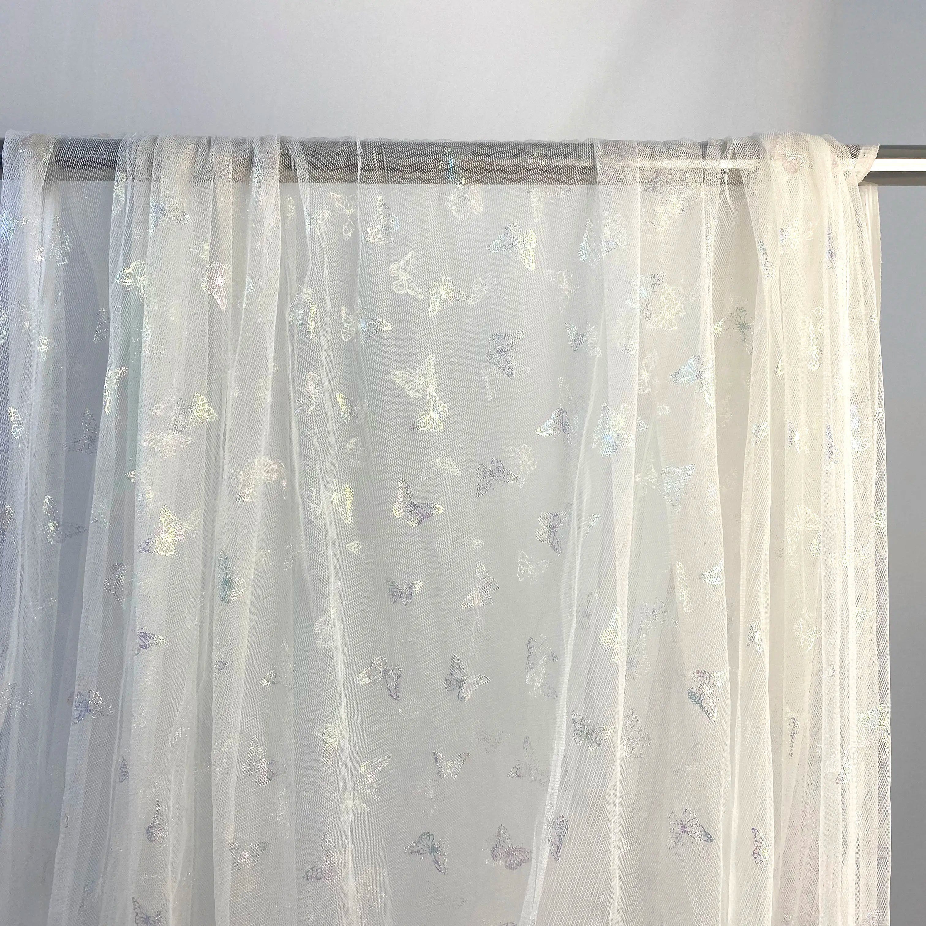 Fish scale iridescent net fabric suitable for wedding dresses formal gowns puff skirts and stage costumes