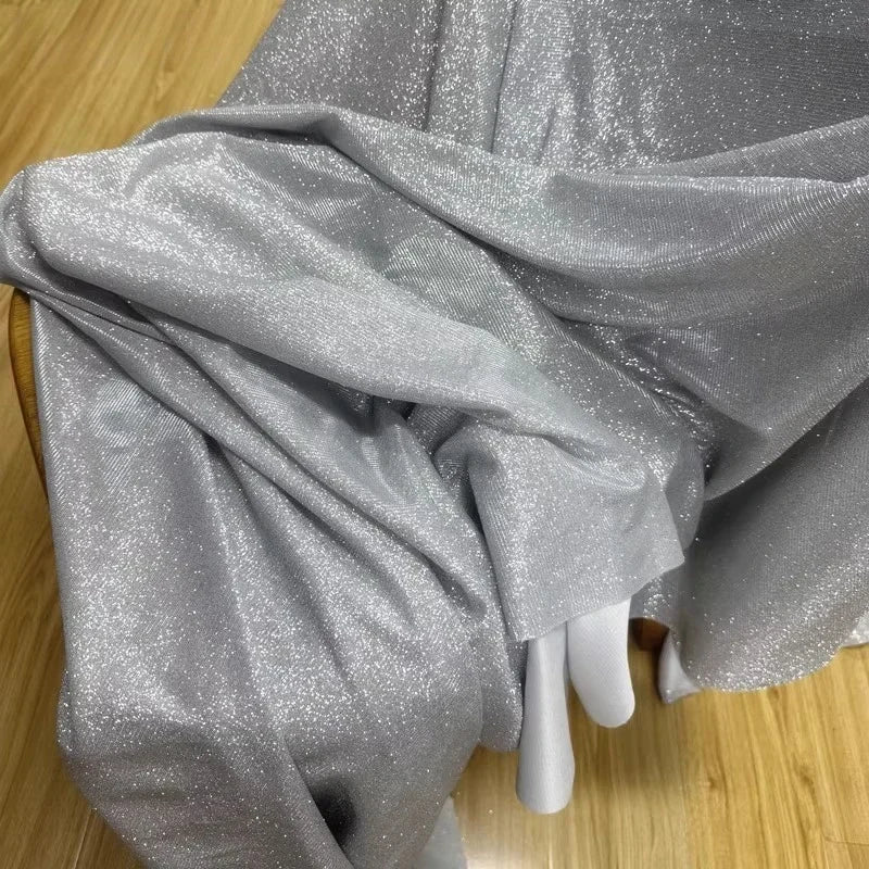 Blue Gradient Silver Powder Fabric Sewing Evening Dresses Stage Costumes DIY Background Decoration Elastic Fabric