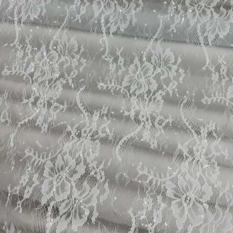 5 Styles Large Flower Embroidery Sequins Lace Mesh Fabric - Transparent Material 145cm