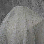 White Bubble Sheen Chiffon Sheer Sequin Fabric - High End Wedding Material