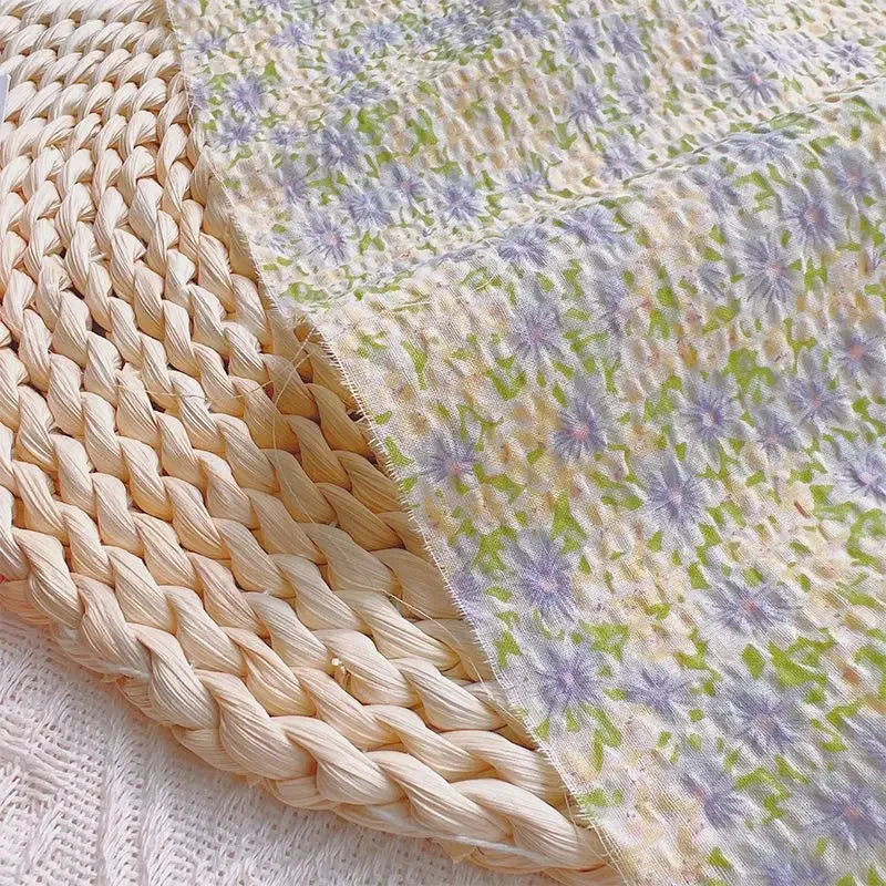 قماش قطني نقي بنقشة زهور منعشة - مادة مطبوعة ناعمة