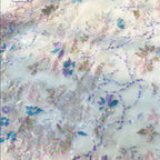 Tela de bordado de cuentas ultra densa y brillante, con un brillo intenso y un fuerte impacto visual, para vestido de alta gama con tela de encaje de malla de 1 yarda.