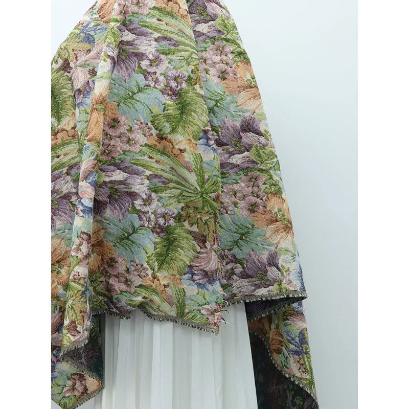 Flower Fairy Oil Painting Color Weaving Jacquard Floral Fabric Clothing Fabric Flower Fabric DIY Handmade Clothing Coat