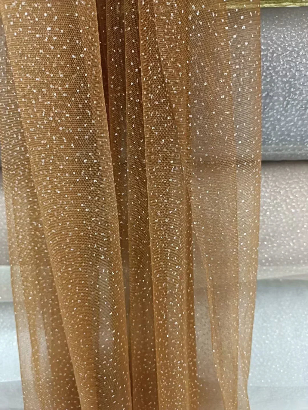 Light Sky Blue Hot Stamping Shiny Piece Skirt Mesh Transparent DIY Background Decoration Sewing Dress Fabric