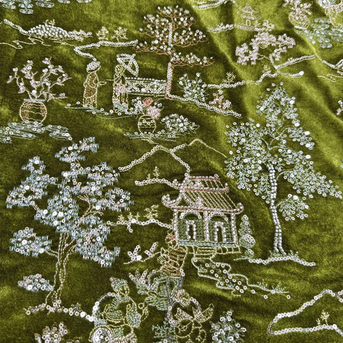 Beaded Embroidery Velvet - Luxury for Formal Dresses & Evening Gowns - fabric photo 1