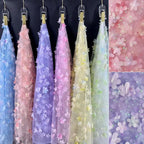 Three-dimensional Embroidery Fabric With Multi-color Gradient Flowers Soft Dress For Children Wedding Dress Formal Wear Fabric