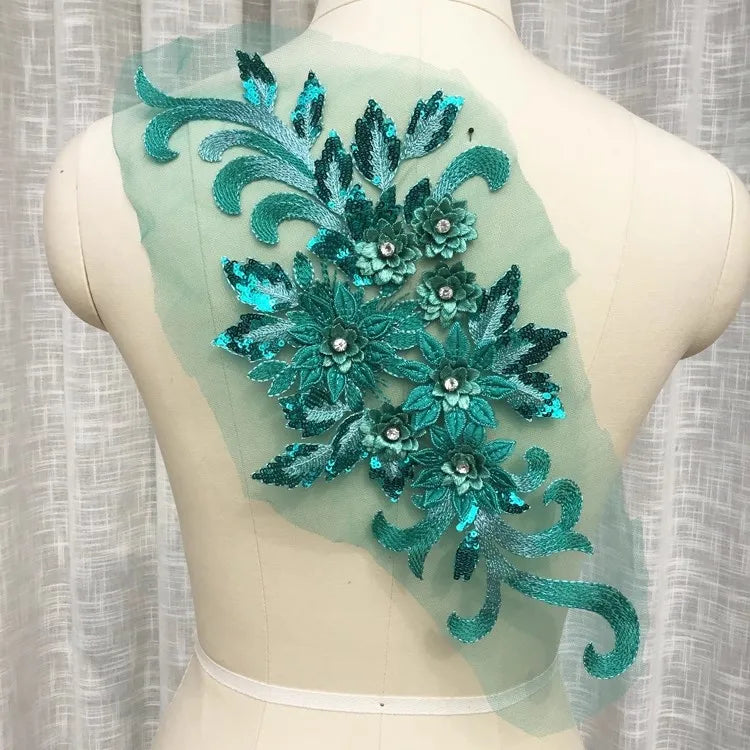 فستان سهرة مخصص من الدانتيل على شكل زهرة ثلاثية الأبعاد، ملابس الأم، إكسسوارات الملصقات