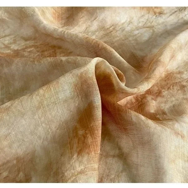 قماش ناعم شبه شفاف من الحرير الشبكي والكتان والقطن - نسيج مصبوغ طبيعيًا