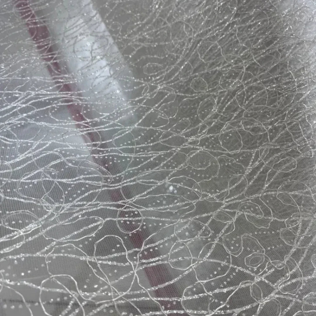 قماش شبكي شفاف بنمط غير منتظم من خيوط فضية لرش فلاش ناعم، فستان زفاف، قماش شبكي
