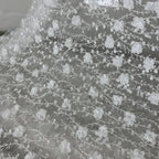 New Lace Fabric 3D Velvet Flowers Embroidered Branches Beaded Sequins Pearls Embroidery Wedding Dress Evening Gown Formal Clothe