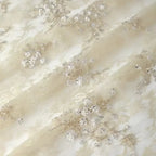 Parte inferior de encaje dorado albaricoque + parte inferior de organza Tela de bordado de cuentas de doble capa Costura Vestido de noche Vestido de novia Tela suave