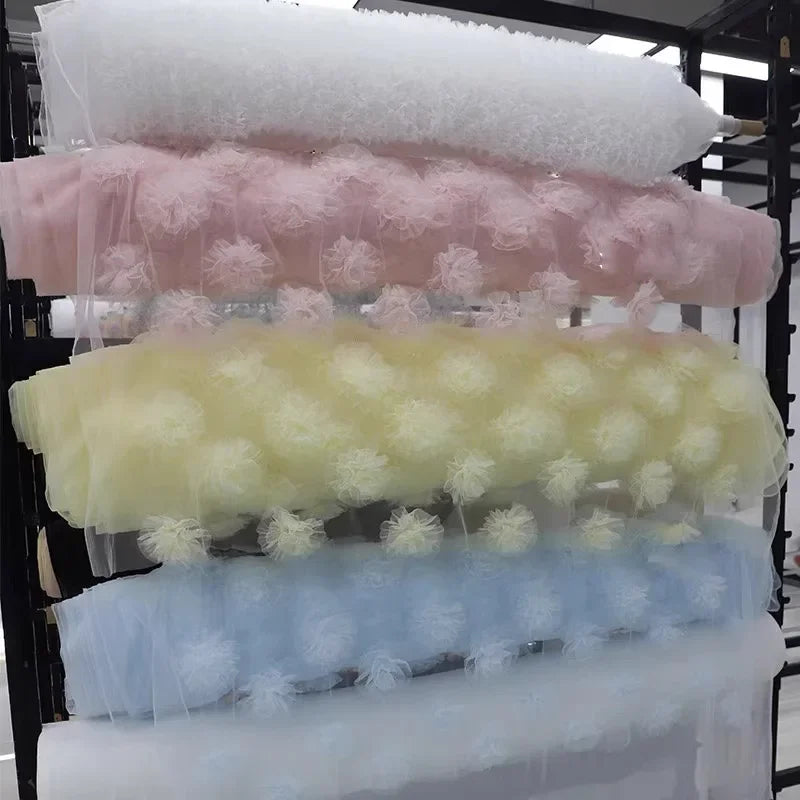 Tela de hilo de nube con encaje floral 3D rosa dulce, delicada tela de estilo forestal para fotografía, decoración de fondo de boda, utilería para sesiones de fotos DIY