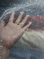 Tela de malla fina con destellos en aerosol plateado brillante para vestido de novia, tela para decoración de fondo DIY