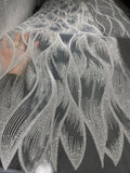 Silver Wave Embroidered Glitter Tulle Lace - Luxury for Evening Gowns & DIY