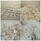 Tela de malla bordada con lentejuelas y hojas de vid de lujo - Red de encaje romántico