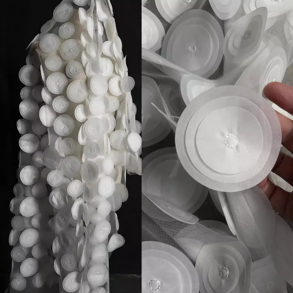 Stereoscopic Circular Cutting Piece Perspective Mesh Fabric Sewing Wedding Dress Evening Gown Graduation Designer DIY Fabric