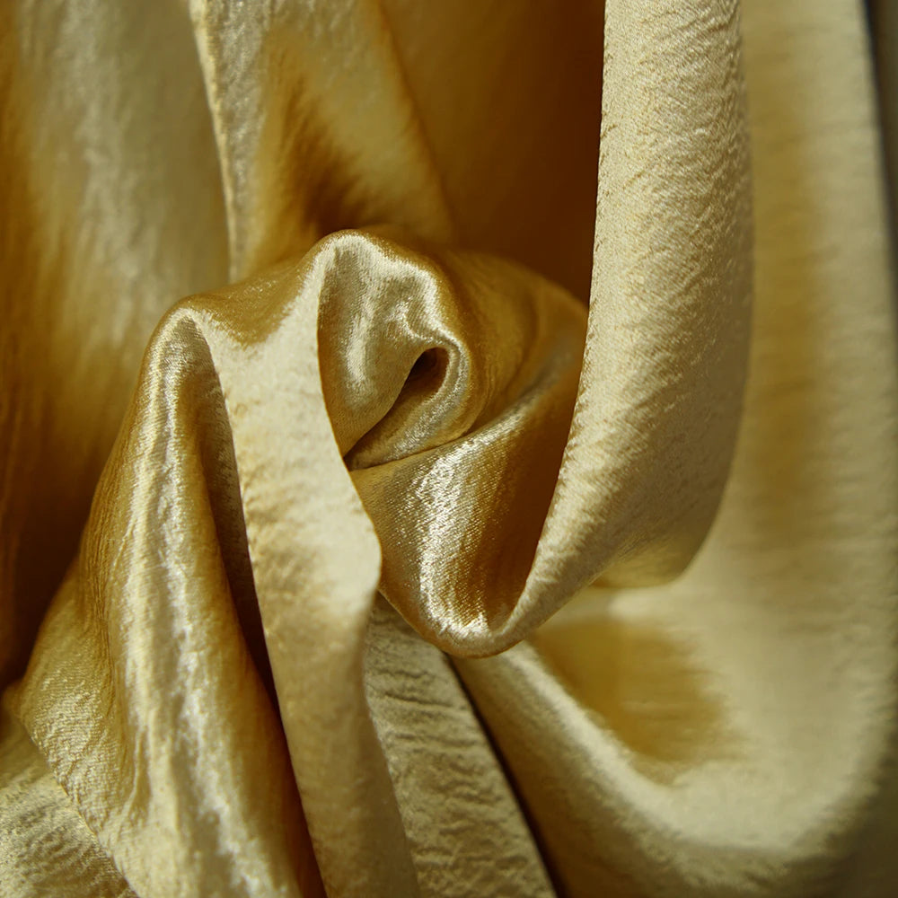 Camisa de tela suave de crepé doble dorado y plateado, vestido de diseñador, tela de costura DIY hecha a mano