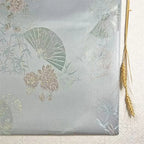 Tejido jacquard de hilo dorado - Patrón tradicional de hojas de bambú en forma de abanico