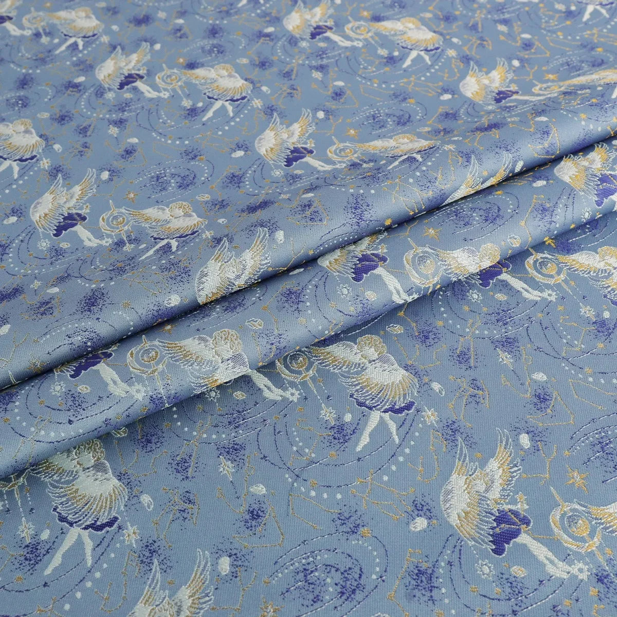 قماش جاكار بروكار بخيوط ذهبية فلكية - نمط سماوي
