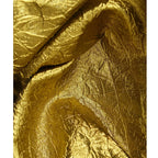 Magnífico vestido de tela plisada con relieve y purpurina dorada, tela de fondo decorativa, materiales de bricolaje hechos a mano, tela de diseñador