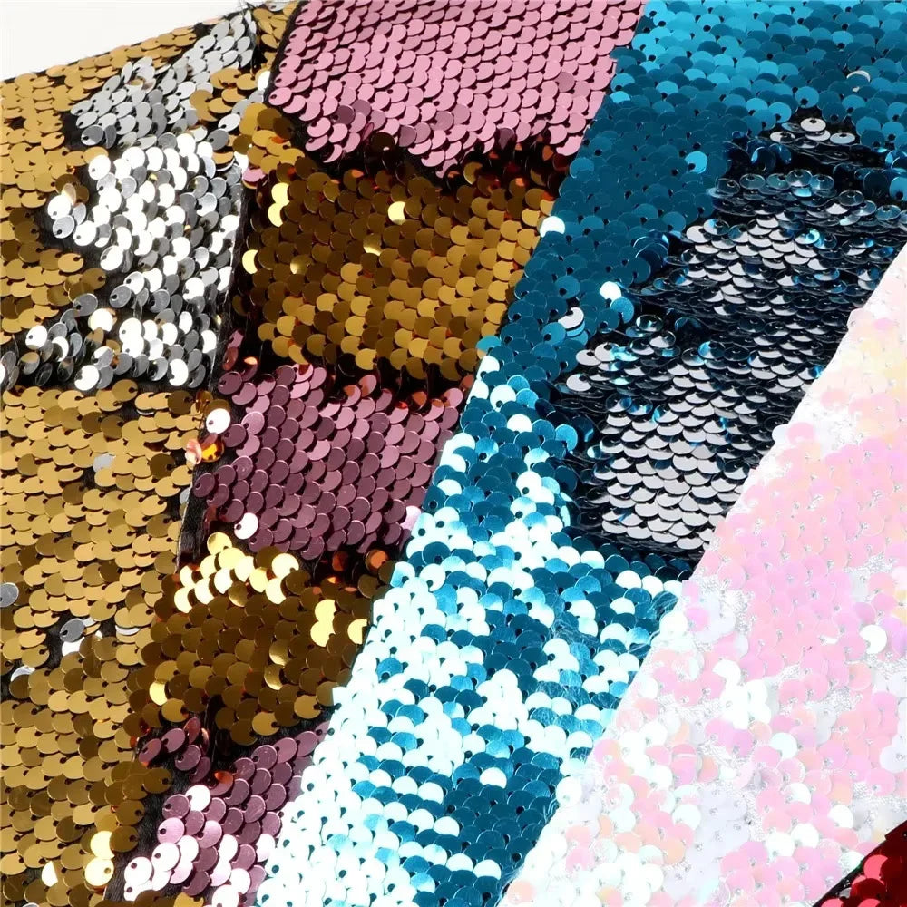 Reversible Folded Sequin Fabric - 5mm for Evening Gowns & Stage Décor - fabric photo 2