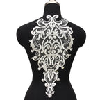 Parche de flores de encaje bordado con patrón blanco, negro y rojo, accesorios de cosplay para velo de boda de alta gama DIY