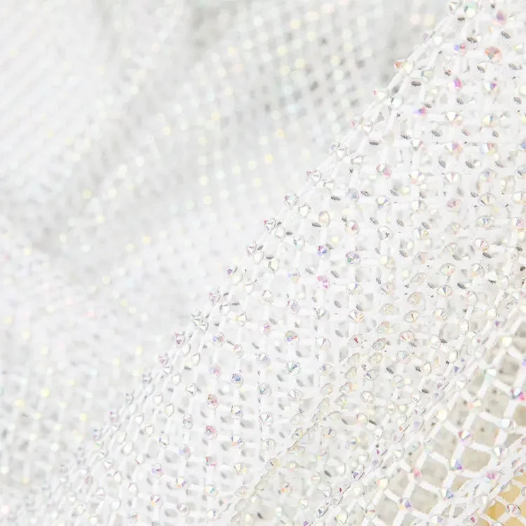 قماش شبكي مطاطي فاخر متباين الألوان للنساء فستان سهرة مخصص عالي الجودة مزين بأحجار الراين