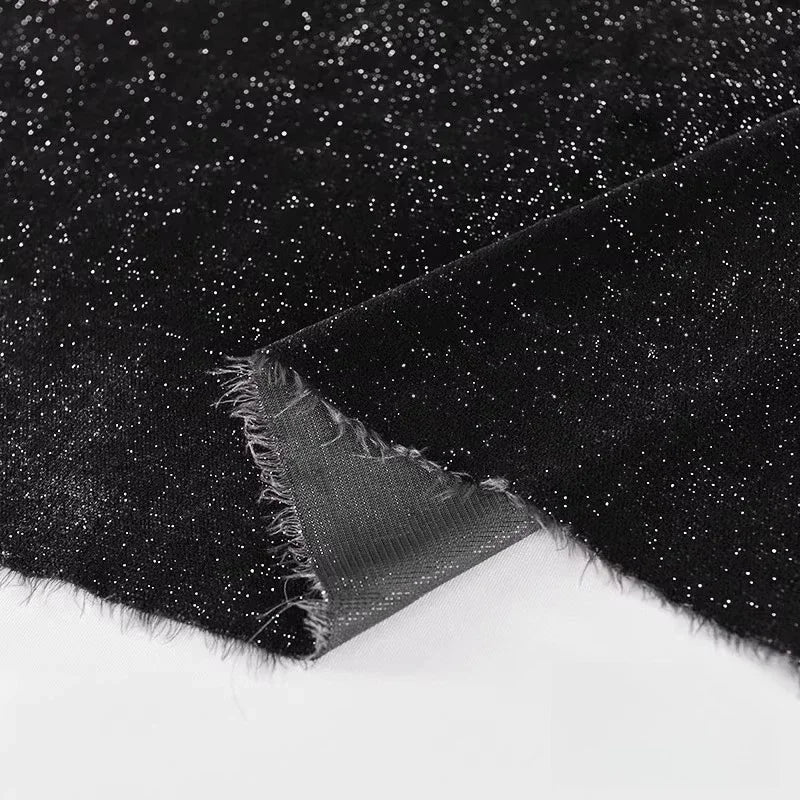 قماش مخملي حريري لامع مرصع بالنجوم - مادة ناعمة لامعة متألقة